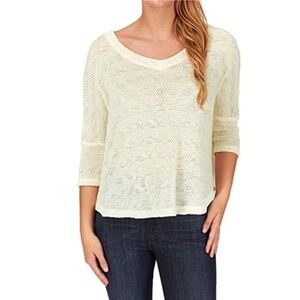 Splendid Sierra Loose-Knit Round V Neck Tonal Stripe Top